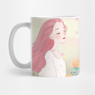 Beautiful Lady With Flowers Mug